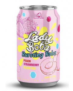 LADY BOBA Bursting Boba Tea Peach&Strawberry Flav. 320ml | LADY BOBA 脆波波果味茶 桃子和草莓味 320ml