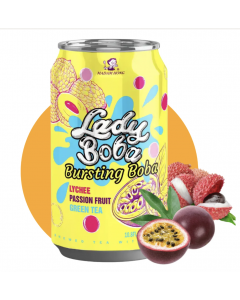 LADY BOBA Bursting Boba Tea Lychee&Passion Flav. 320ml | LADY BOBA 脆波波果味茶 百香果和荔枝味 320ml
