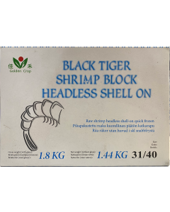 GC Brand Black Tiger Shrimps 31/40 HLSO 1.8kg (1.44kg) | GC 31/40 黑虎大虾 (无头有壳) 1.8kg (净重 1.44kg）